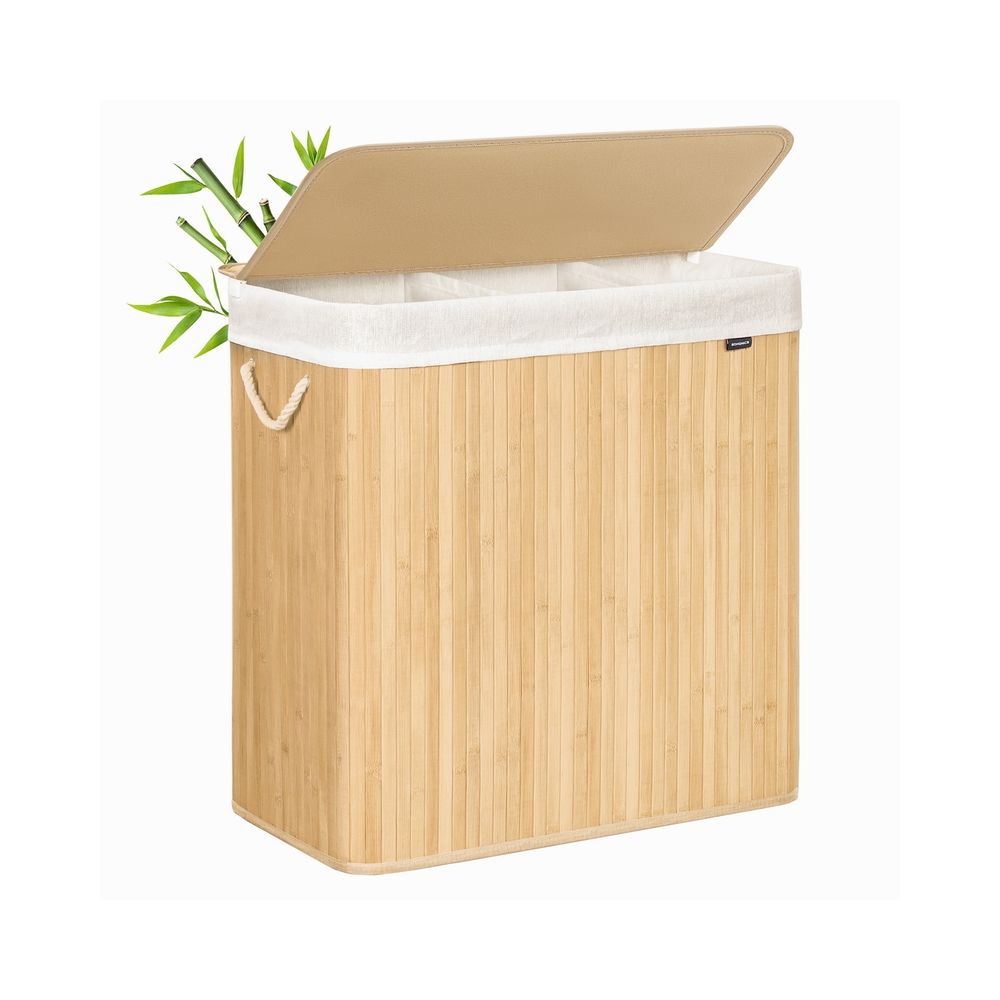 SONGMICS Wschekorb mit 3 Fchern Naturfarbe | SONGMICS HOME