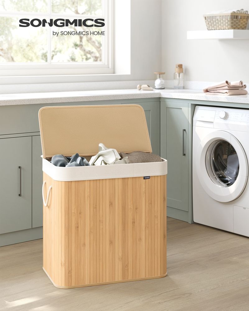 SONGMICS Wschekorb mit 3 Fchern Naturfarbe | SONGMICS HOME