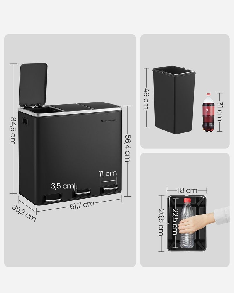 SONGMICS Mülleimer mit 3 Säcken