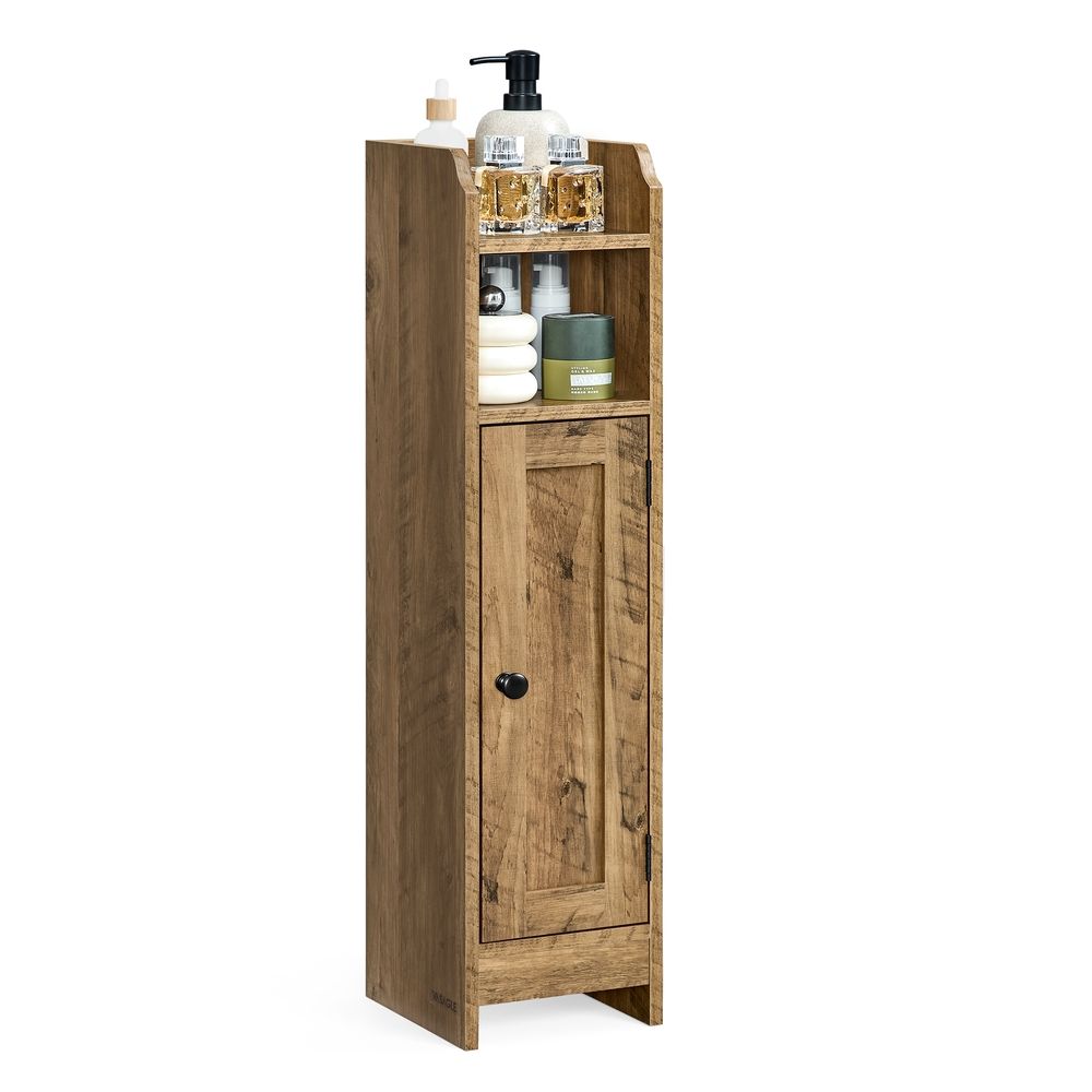 Schmaler Badezimmerschrank mit Tür und Regal für kleines Bad