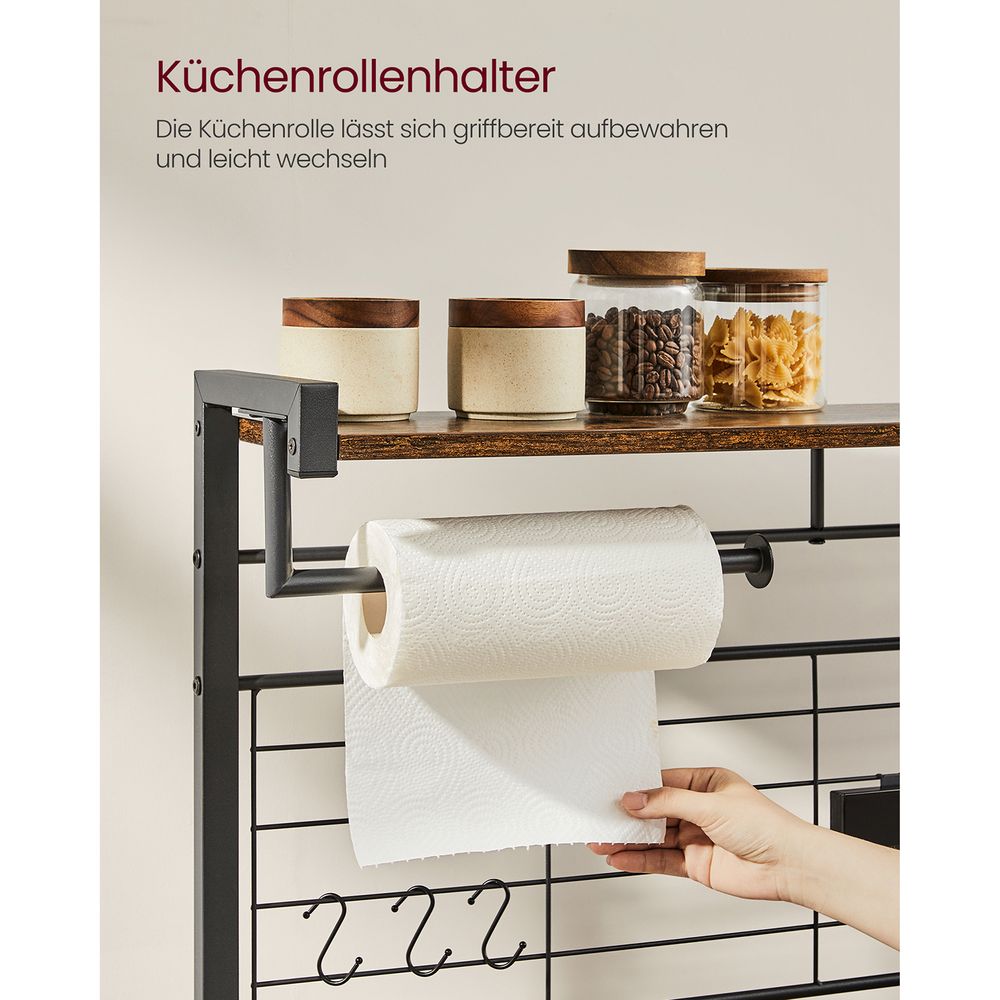 VASAGLE Kchenregal mit Magnetleiste fr Messer und 12 Haken greige-schwarz  | SONGMICS HOME
