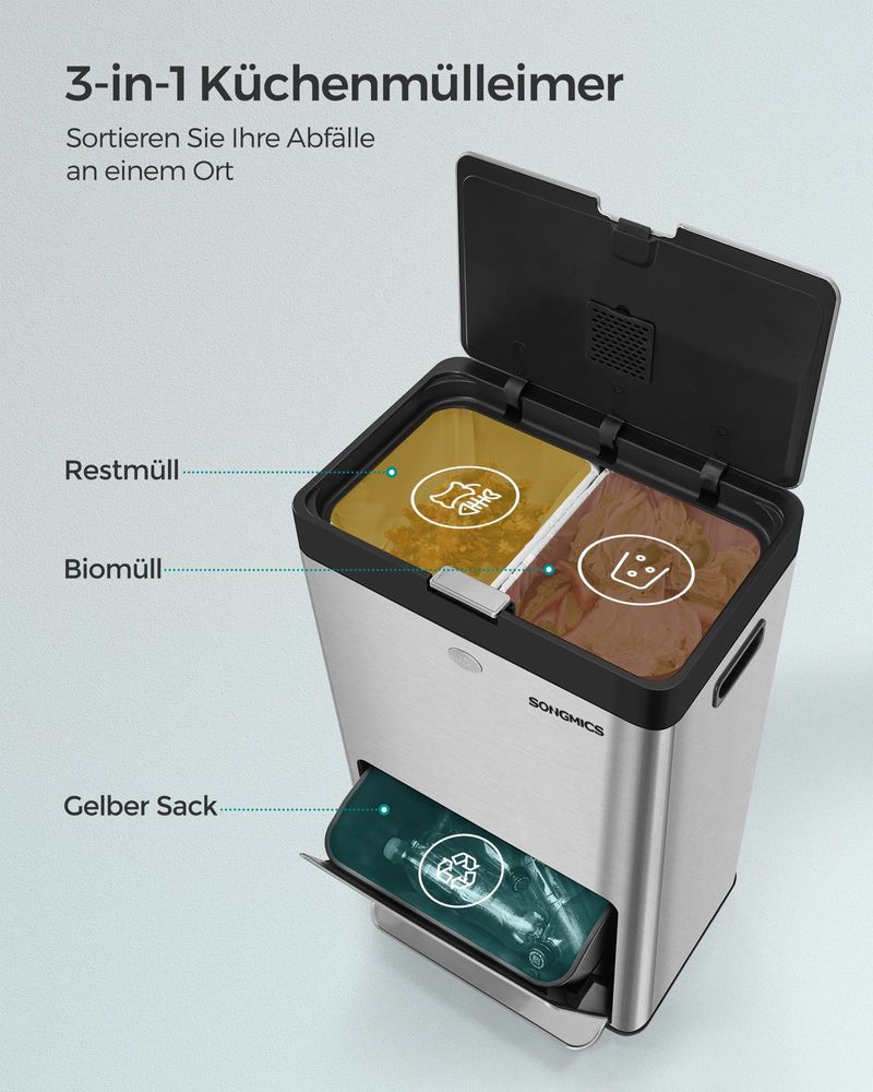 Sundis Step Bin, Mülleimer 50l Mit Pedal Und Deckel, Aus Recyceltem