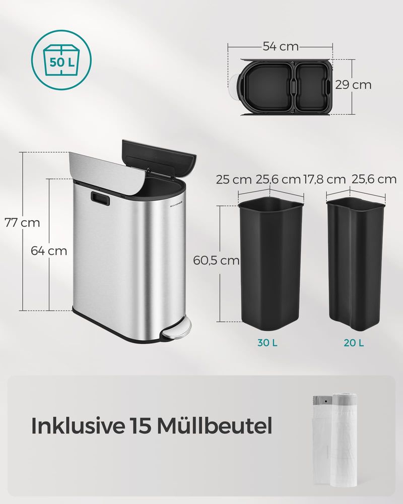 SONGMICS Mülleimer mit 2 Fächern | SONGMICS HOME