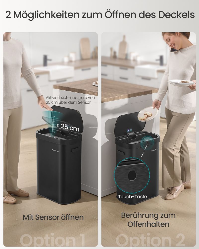 Automatischer Mülleimer mit Sensor und Softclose-Deckel aus Stahl