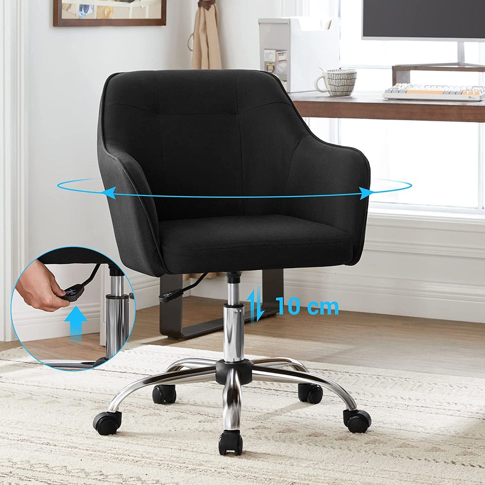 SONGMICS Homeoffice-Stuhl, Schreibtischstuhl, Schminkstuhl, PU, Drehstuhl, Ergonomischer Bürostuhl, Armlehnen, Wippfunktion, Höhenverstellbar, Für Büro, Homeoffice, Cappuccinobeige OBG033W01