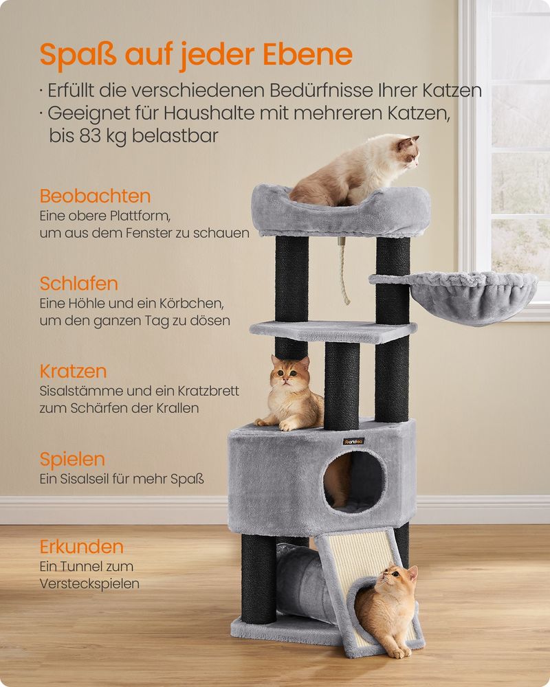 Kratzbaum dicke Stmme 141 cm Grau