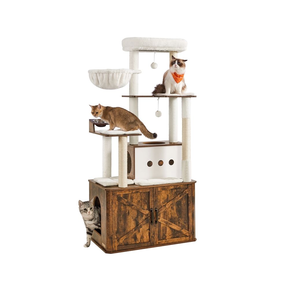 Kratzbaum 170 cm hoch mit Katzenklo-Schrank