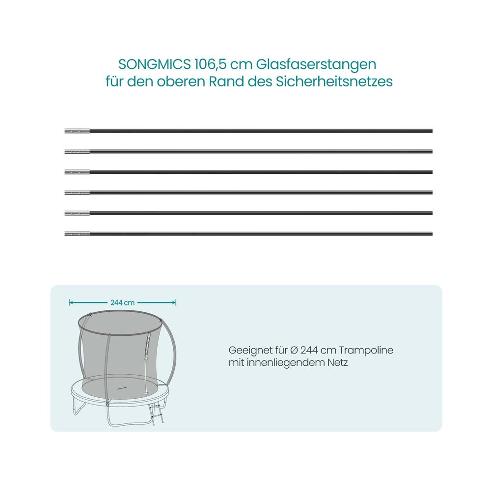 Songmics SONGMICS 6 Glasfaserstangen 106,5 cm für den oberen Rand