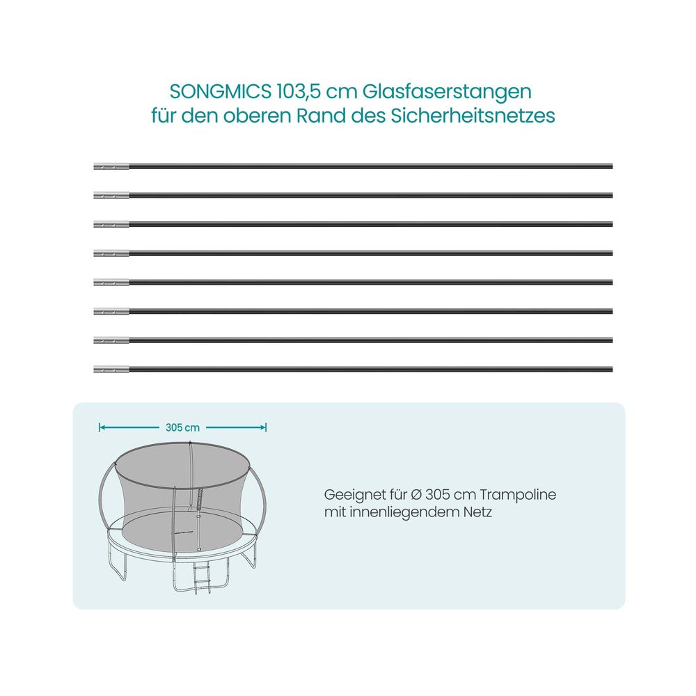 Songmics SONGMICS 103,5 cm Glasfaserstangen für den oberen Rand