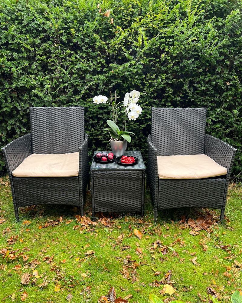SONGMICS Balkonmöbel-Set Aus PE-Polyrattan – Lounge-Set Mit 2 Stühlen, Sofa & Tisch, Wetterfest (schwarz-grau)