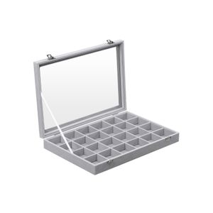Schmuckbox mit Glasdeckel grau