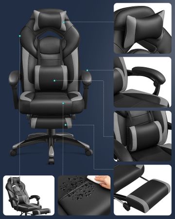 5. Bild von Gamingstuhl Kunstleder Schwarz-Rot