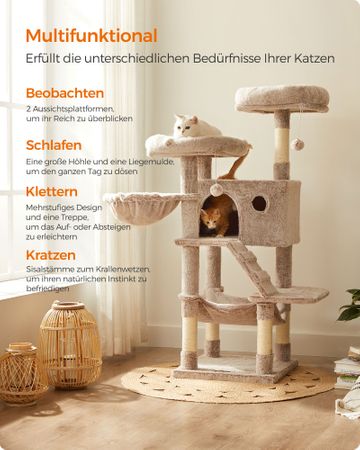 5. Bild von Feandrea Katzenbaum mit weichem Bezug Hellbraun