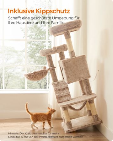 8. Bild von Feandrea Katzenbaum mit weichem Bezug Hellbraun
