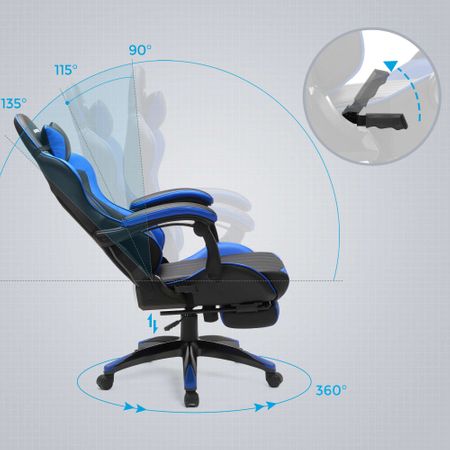 4. Bild von Gamingstuhl bis 150 kg belastbar schwarz-blau