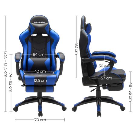 8. Bild von Gamingstuhl bis 150 kg belastbar schwarz-blau