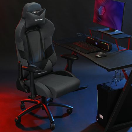 4. Bild von SONGMICS Gamingstuhl mit Lendenkissen Grau