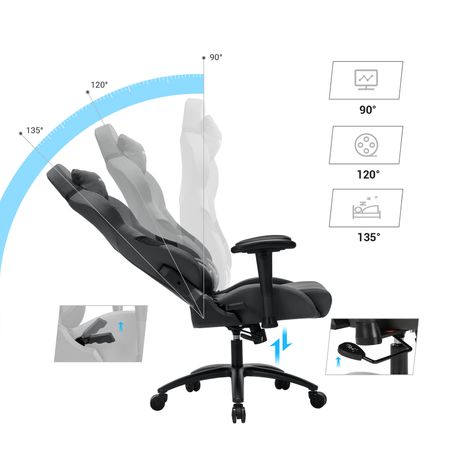 5. Bild von SONGMICS Gamingstuhl mit Lendenkissen Grau