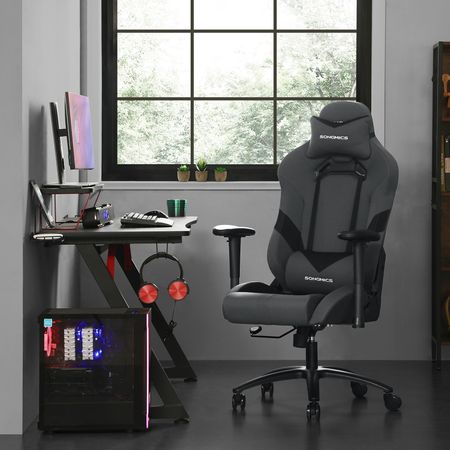 8. Bild von SONGMICS Gamingstuhl mit Lendenkissen Grau