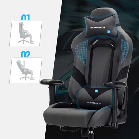 9. Bild von SONGMICS Gamingstuhl mit Lendenkissen Grau