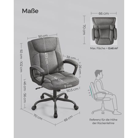 9. Bild von SONGMICS Bürostuhl mit Wippfunktion