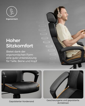 5. Bild von SONGMICS Bürostuhl aus PU mit Kopfstütze
