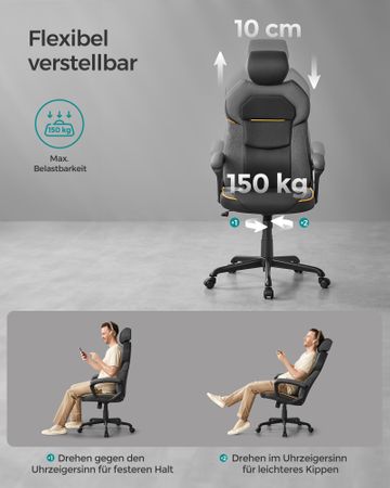 7. Bild von SONGMICS Bürostuhl aus PU mit Kopfstütze