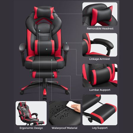 4. Bild von SONGMICS Gaming-Stuhl mit Teleskop-Fußstütze