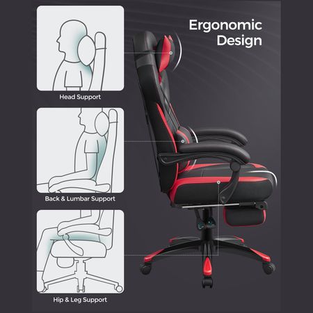 10. Bild von SONGMICS Gaming-Stuhl mit Teleskop-Fußstütze