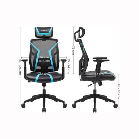 8. Bild von SONGMICS Ergonomischer Drehstuhl Schwarz-Blau
