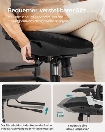 4. Bild von SONGMICS Bürostuhl mit neigbarer Rückenlehne