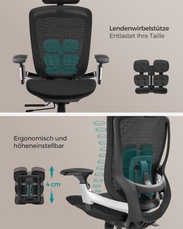 5. Bild von SONGMICS Bürostuhl mit neigbarer Rückenlehne