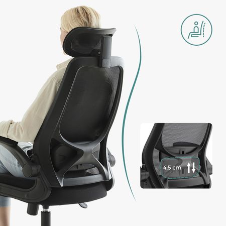 6. Bild von SONGMICS Bürostuhl mit verstellbaren Armlehnen Schwarz
