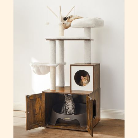 5. Bild von Kratzbaum mit Katzenklo-Schrank
