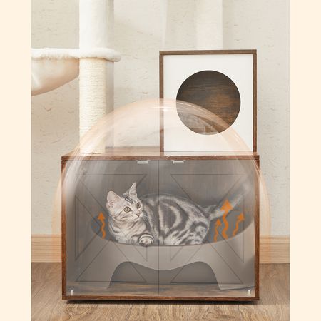 7. Bild von Kratzbaum mit Katzenklo-Schrank