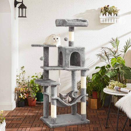 5. Bild von Katzenbaum mit Hängematte Hellgrau