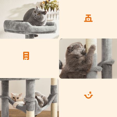 6. Bild von Katzenbaum mit Hängematte Hellgrau