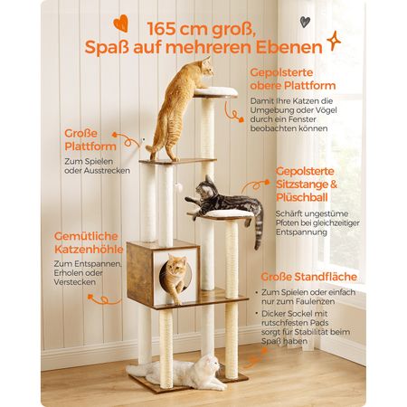 4. Bild von Feandrea Kratzbaum mit abnehmbaren Kissen vintagebraun