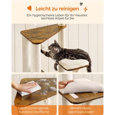 5. Bild von Feandrea Kratzbaum mit abnehmbaren Kissen vintagebraun