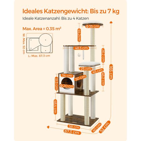 6. Bild von Feandrea Kratzbaum mit abnehmbaren Kissen vintagebraun