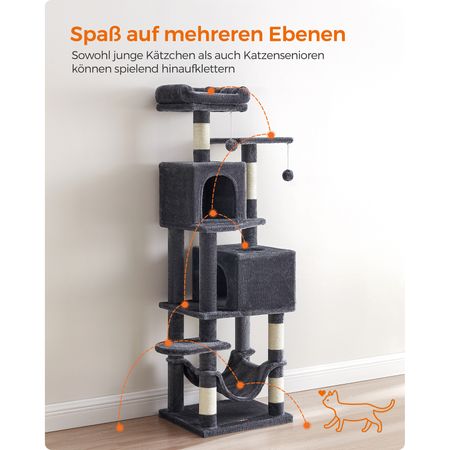 5. Bild von Feandrea Kratzbaum aus Plüsch mit 5 Kratzsäulen