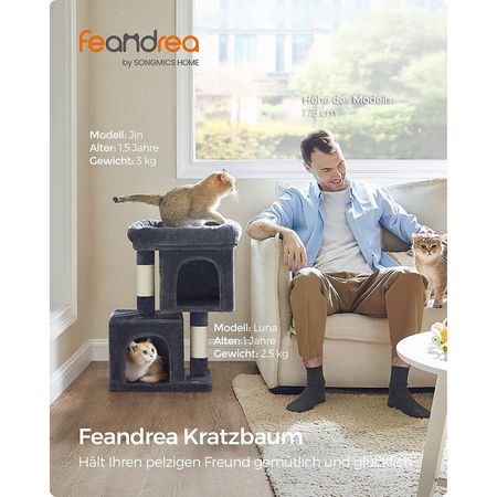 3. Bild von Feandrea Kratzbaum klein mit großer Plattform und Sisalstämme