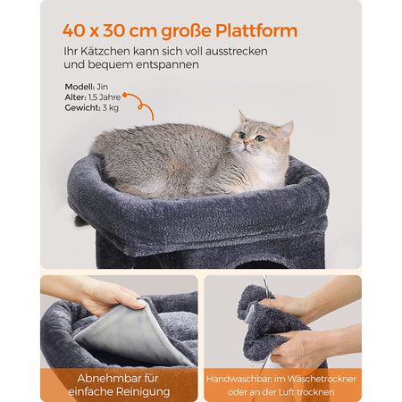 10. Bild von Feandrea Kratzbaum klein mit großer Plattform und Sisalstämme