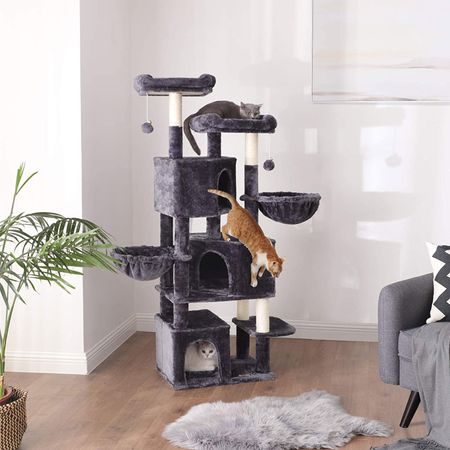 4. Bild von Katzenbaum mit 3 Katzenhöhlen modern
