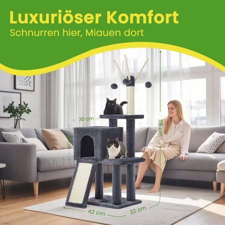 6. Bild von Kratzbaum mit 3 Plüschbällen