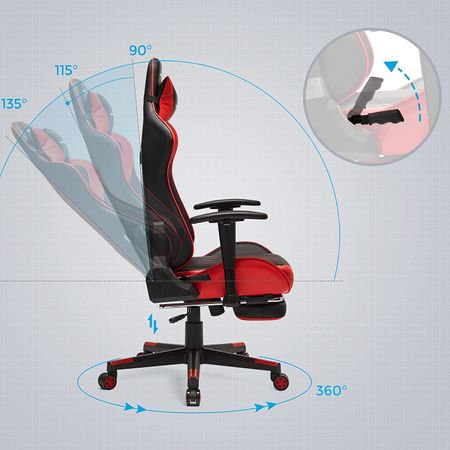 4. Bild von SONGMICS Gaming Stuhl schwarz-rot