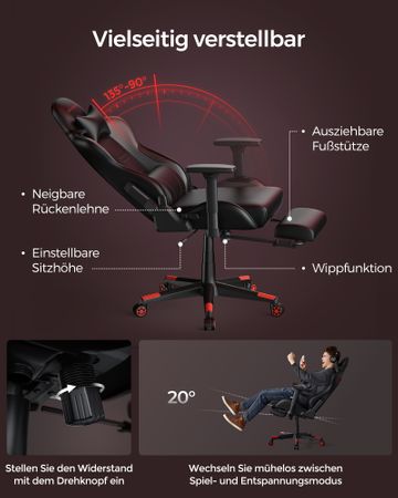 4. Bild von SONGMICS Gaming-Stuhl mit hoher Rückenlehne