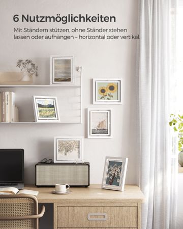 6. Bild von SONGMICS 16er Set drehbare Bilderrahmen für Fotos in 12,7 x 17,8 cm (5 x 7 Zoll)