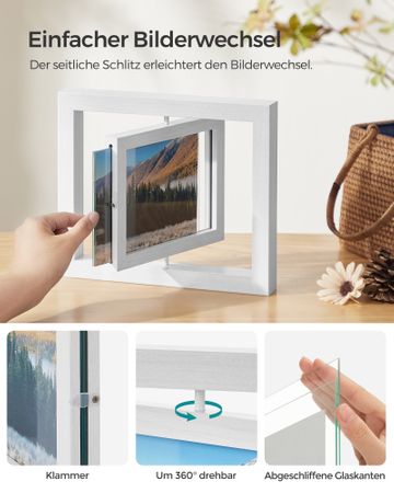 7. Bild von SONGMICS 16er Set drehbare Bilderrahmen für Fotos in 12,7 x 17,8 cm (5 x 7 Zoll)