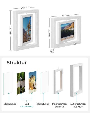 8. Bild von SONGMICS 16er Set drehbare Bilderrahmen für Fotos in 12,7 x 17,8 cm (5 x 7 Zoll)